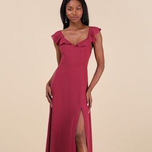 Lulus Sweetest Entrance Dark Magenta Ruffled Tie-back Maxi Dress Purple